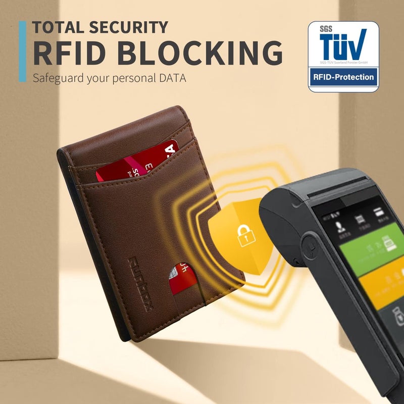 RUNBOX Wallet for Men Slim Rfid Leather 2 ID Window With Gift Box - Image 5